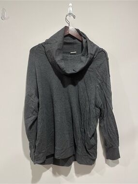 CAbi Charcoal Gray Draped Turtleneck Pullover
